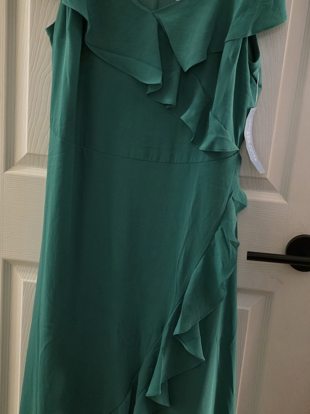 London Times Golf Green Ruffle Maxi Dress with V-Neck